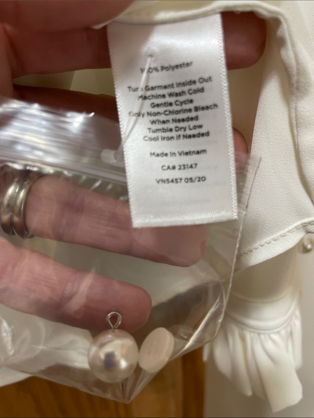 Talbots Cream Ruffle-Neck Long Sleeve Blouse Size Medium Petite NWT - Picture 10 of 15